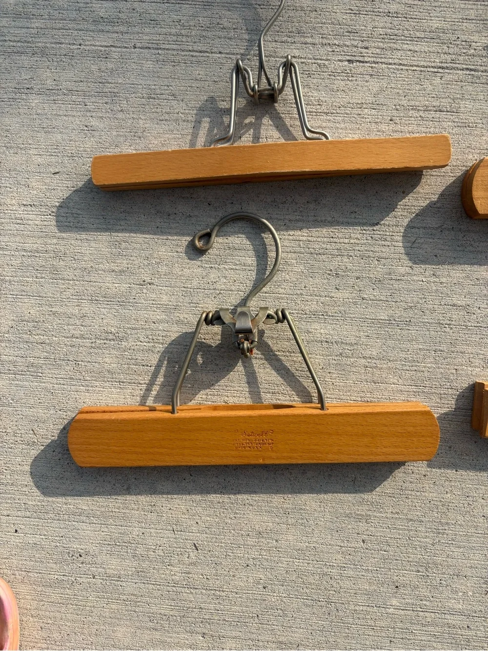 Lot of 4 misc. vintage wooden pant hangers